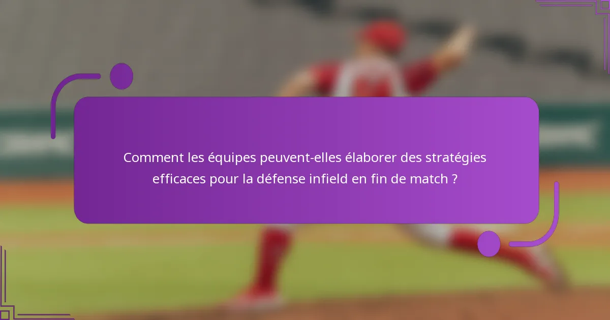 Comment les équipes peuvent-elles élaborer des stratégies efficaces pour la défense infield en fin de match ?