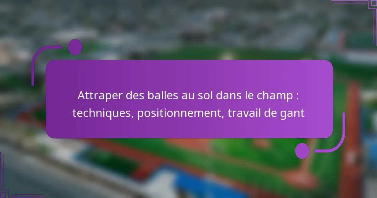 Attraper des balles au sol dans le champ : techniques, positionnement, travail de gant