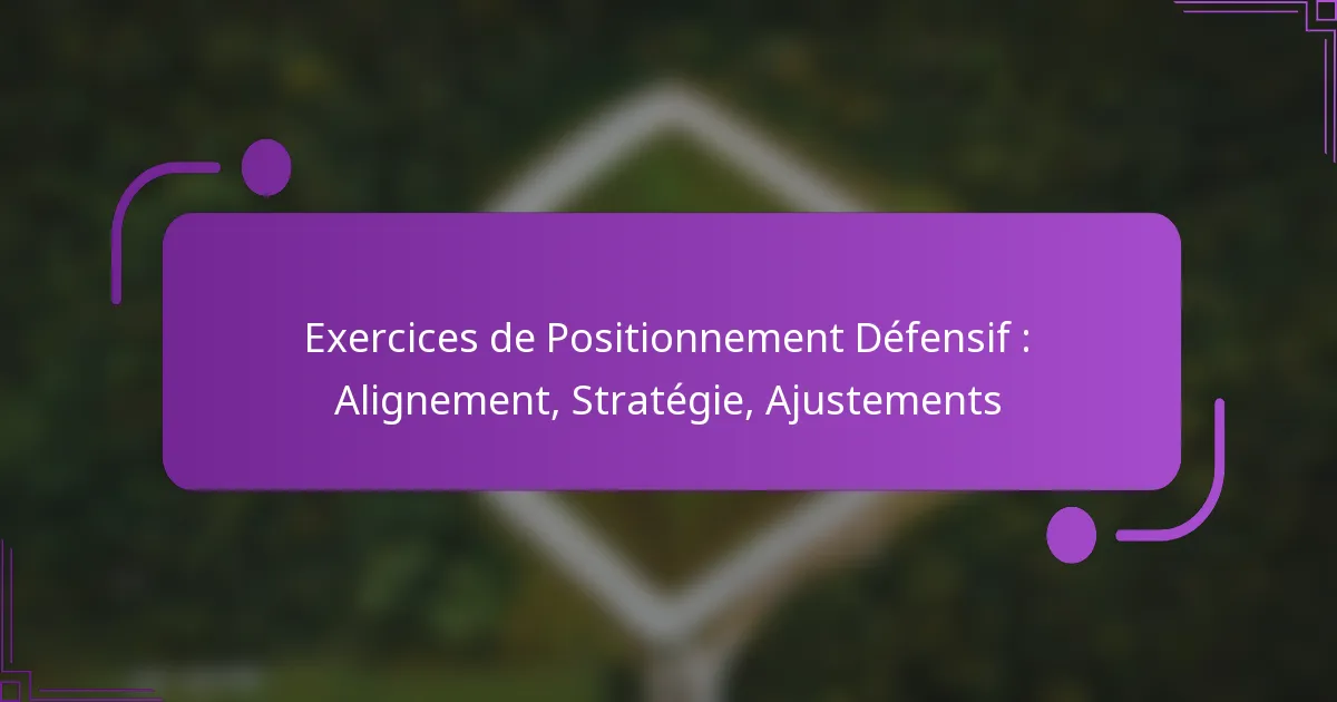 Exercices de Positionnement Défensif : Alignement, Stratégie, Ajustements