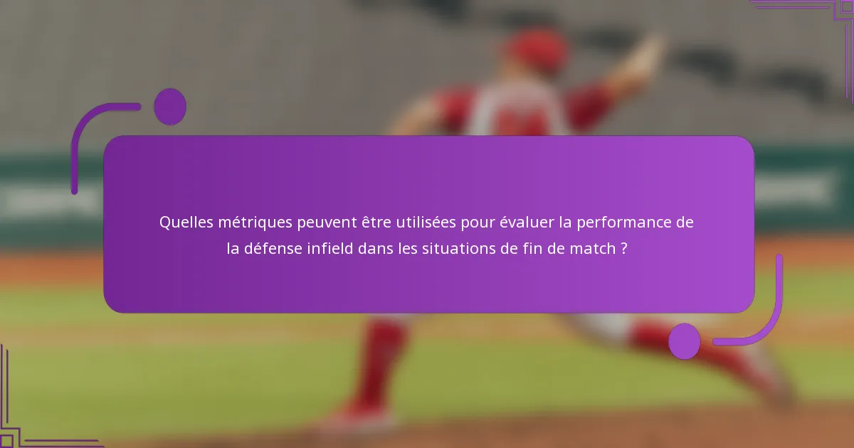 Quelles métriques peuvent être utilisées pour évaluer la performance de la défense infield dans les situations de fin de match ?